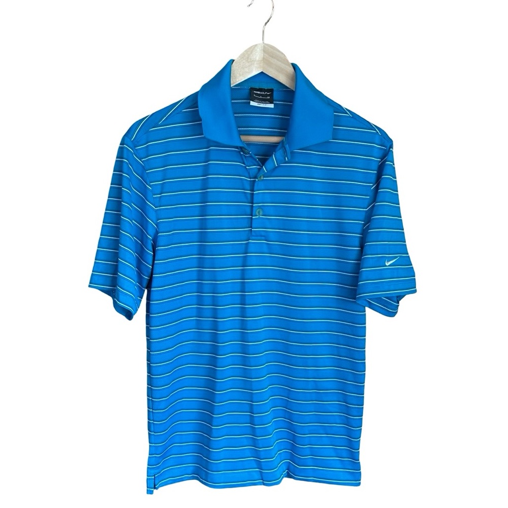 Nike Golf Dri-Fit Athletic Polo Shirt Blue Stripe Sz S